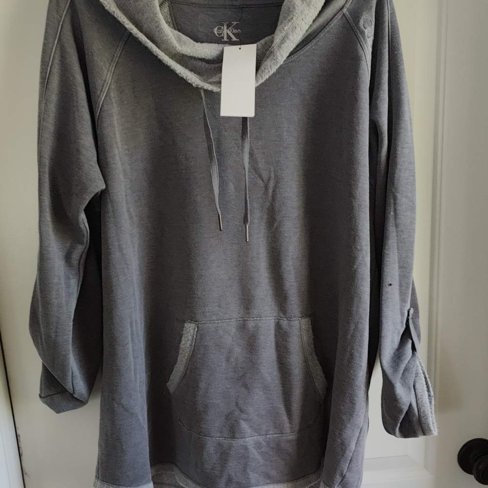 Calvin Klein Charcoal Gray Cowl-Neck Pullover NWT